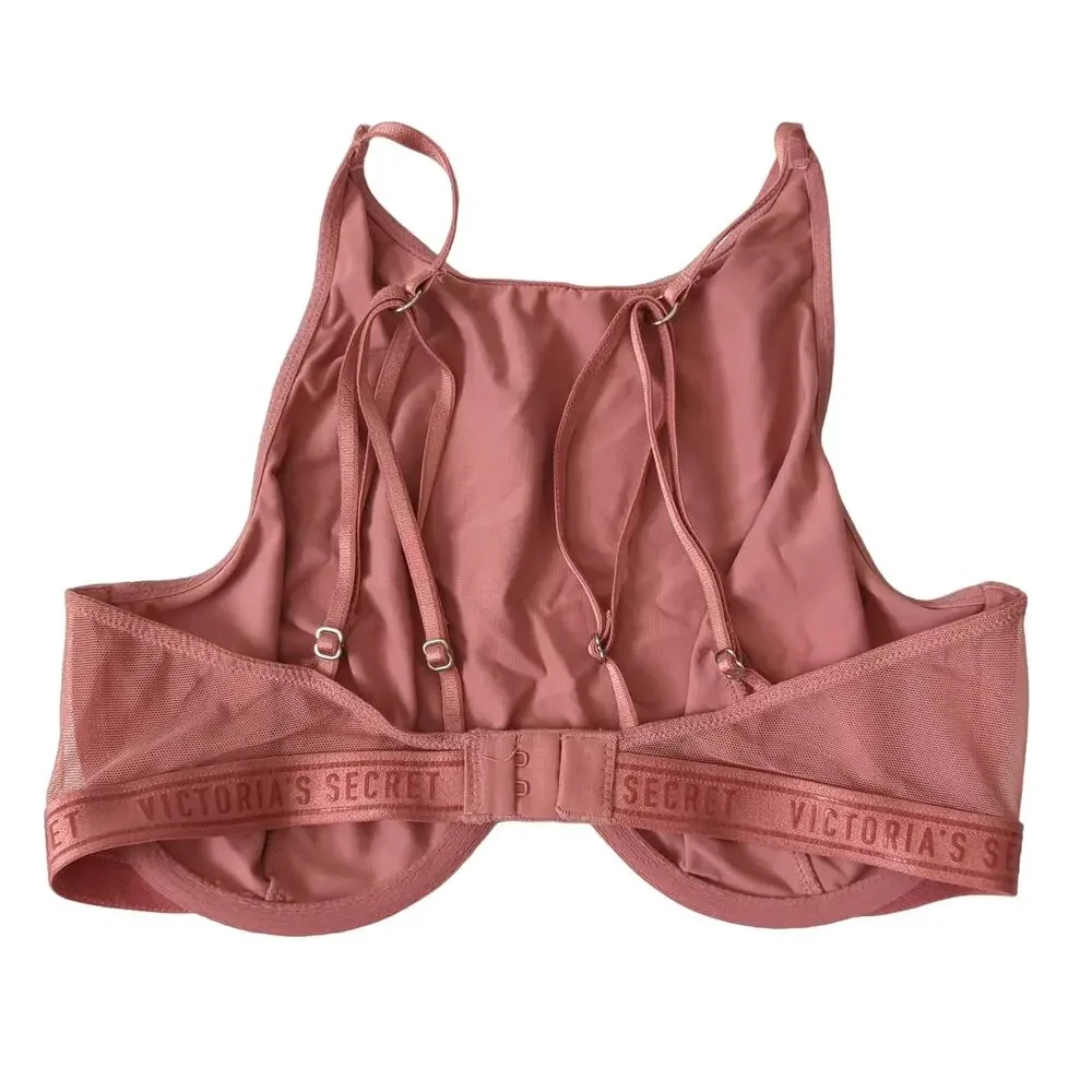 Victoria's Secret Womens Bra‎ 32D High Neck Dusty Pink Underwire Intimates EUC